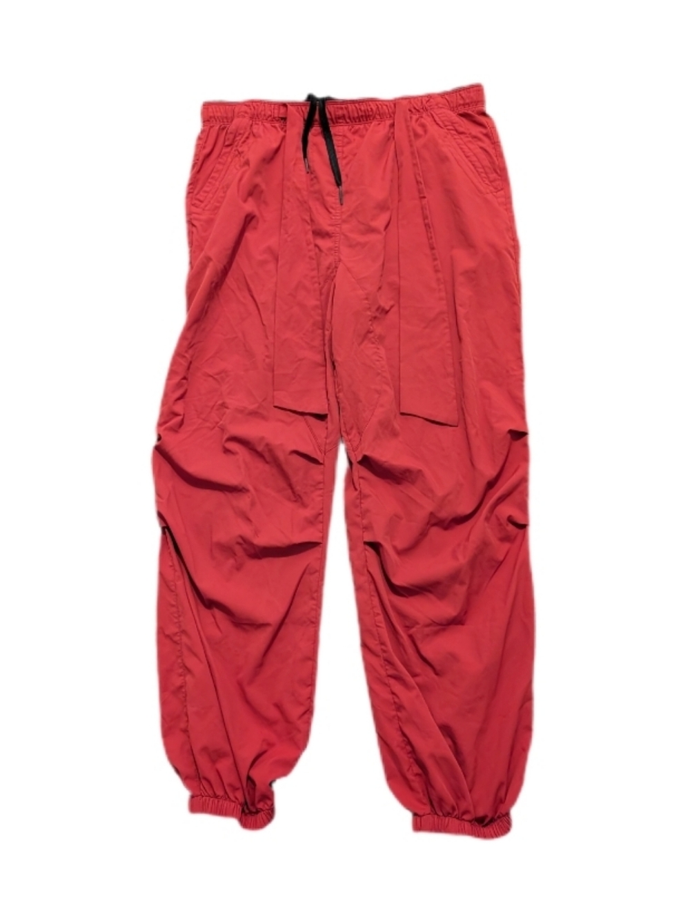 Pashko Burgundy Drawstring & Front Tie Windbreaker Jogger Pants L